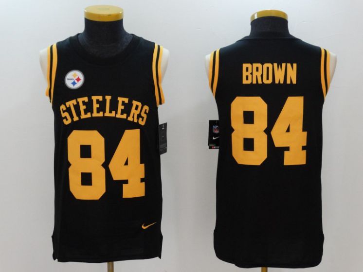 Men Pittsburgh Steelers #84 Brown Black Rush Player Name Number Tank Top stitched NFL Jerseys->->NFL Jersey